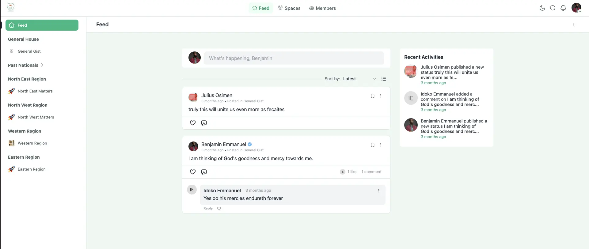 FECAFOSM community portal feed screenshot